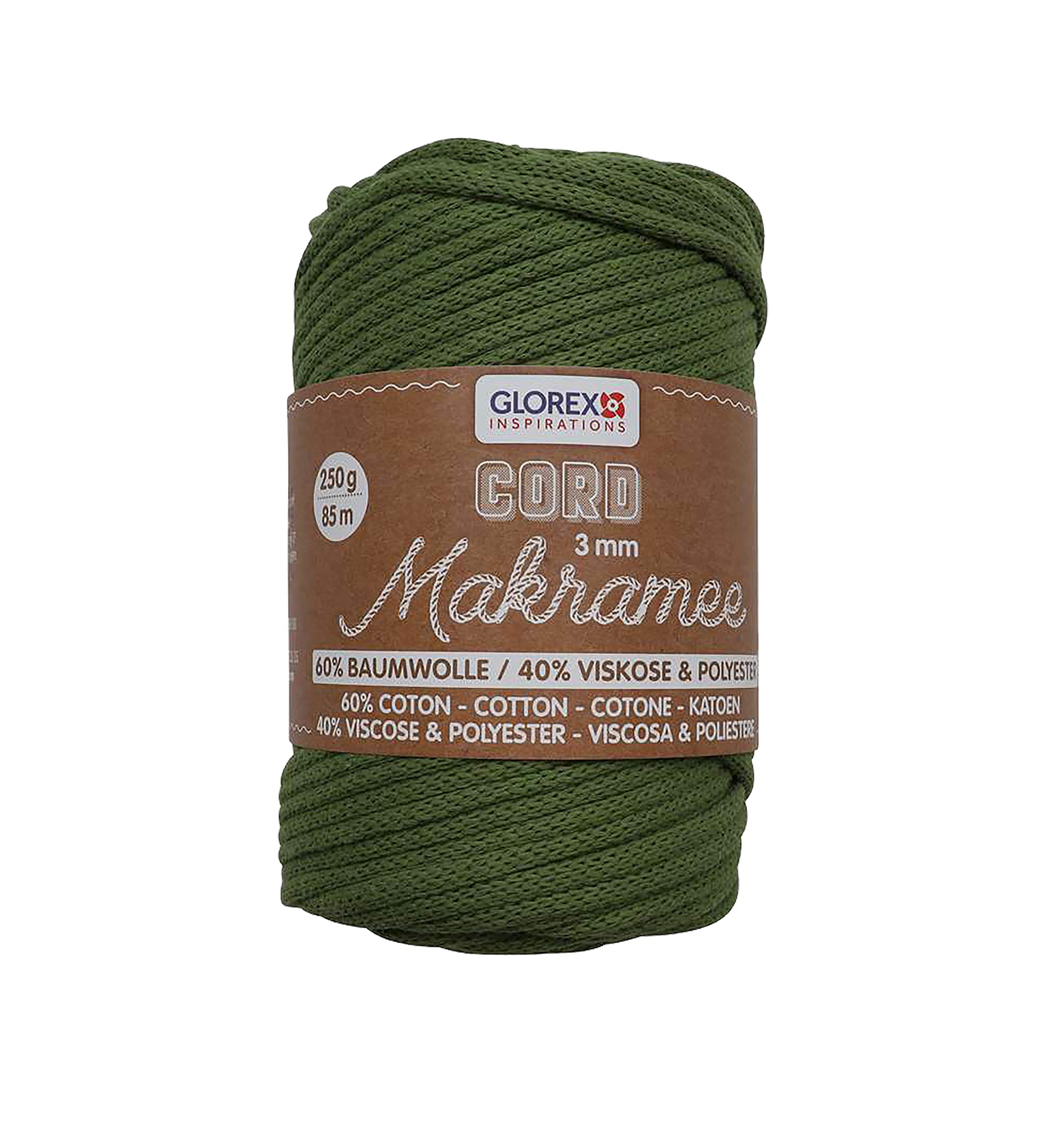 Glorex 5 1006 05 Macrame Cord 3 mm Super Soft Textile Yarn 60% Cotton / 40% Viscose for Crochet Knitting