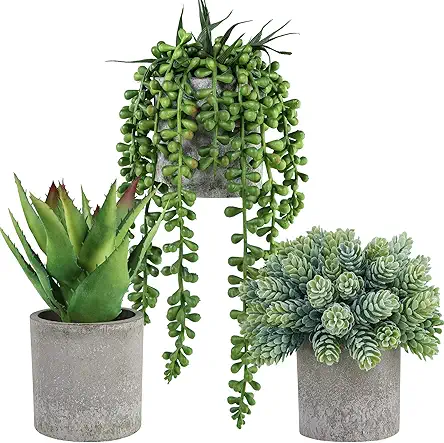 Winlyn Set of 3 Mini Potted Succulents Artificial...