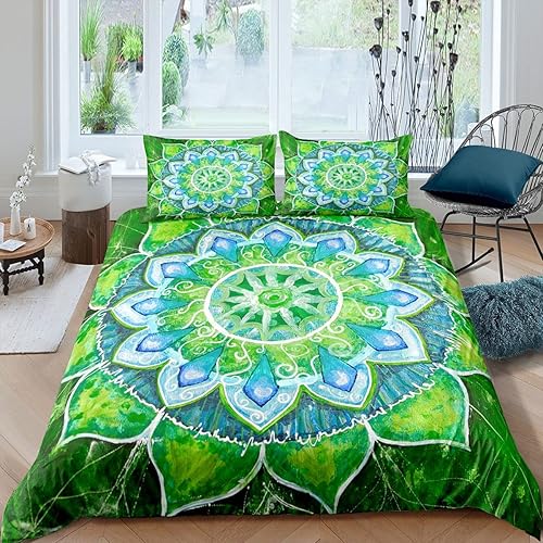 Feelyou Juego de ropa de cama con diseño de mandala, estilo retro, bohemio, con mandala, funda de edredón para niños, niñas, adolescentes, bohemio,