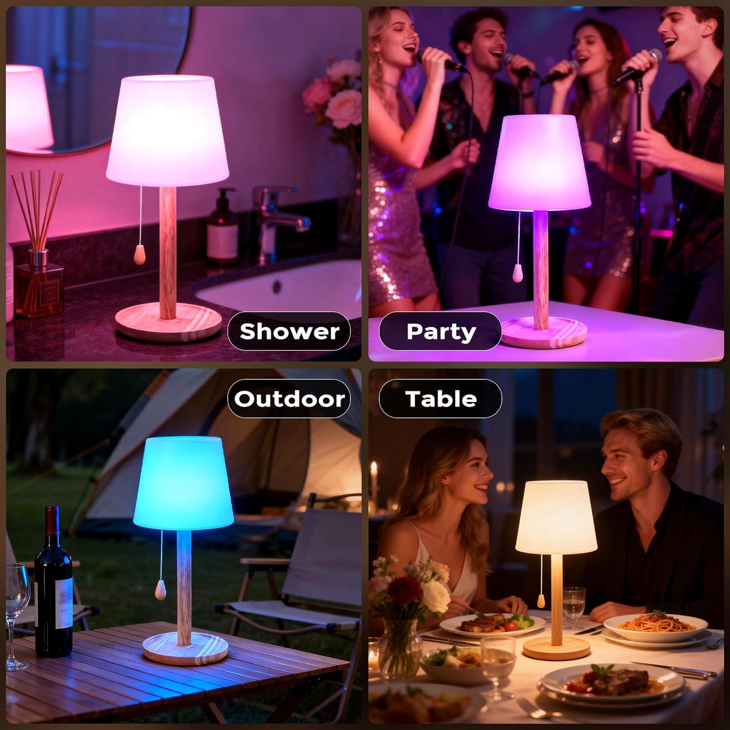 Cordless Shower Lamp Waterproof, Rechargeable Bathroom Lamp with 16 Color Changeable, Dimmable Table Lamp with Remote Control, LED Night Light for Inside Shower, Outdoor, Bedroom, Restaurant, Camping - Image 9