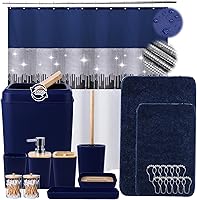 Vista 32 de Juego de baño negro, papelera de baño de 9 piezas, decoración para baño con soporte para cepillo de dientes, taza, dispensador de loción, bandeja