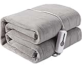 Electric Heated Mattress Pad 39" * 75" Twin Size, 4 Heating Levels & 10 Hours Auto Off, Soft Lightweight Sherpa Coral Fleece Bedspread - Gray
