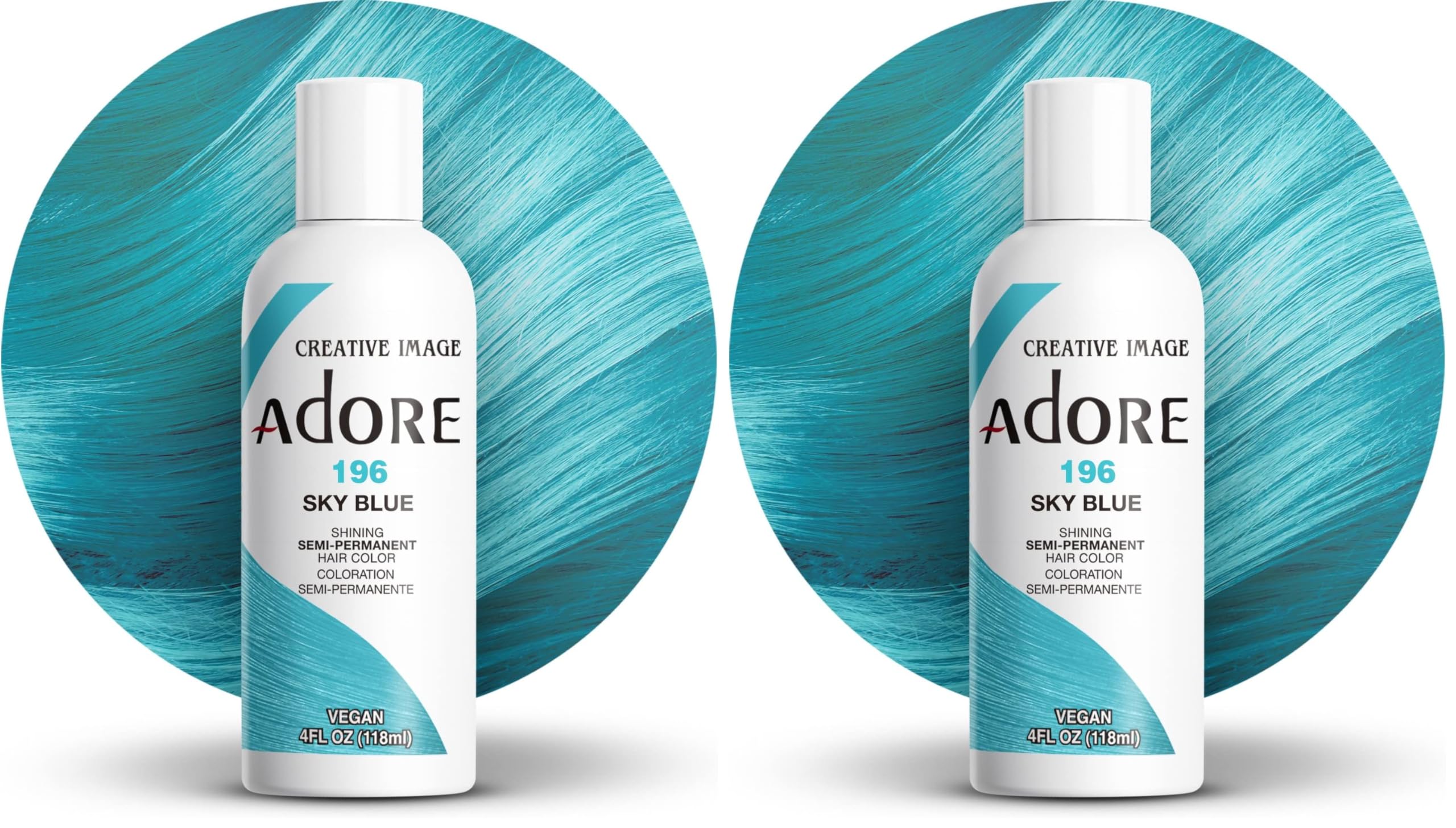 Adore Shining Semipermanente Haarfarbe, 196 Himmelblau (Packung mit 2)