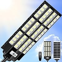 Vista 1 de 12000W Solar Street Lights Outdoor Waterproof, Large Solar Parking Lot Light Dusk to Dawn with Radar Motion Sensor and Remote Control, Pole or Wall