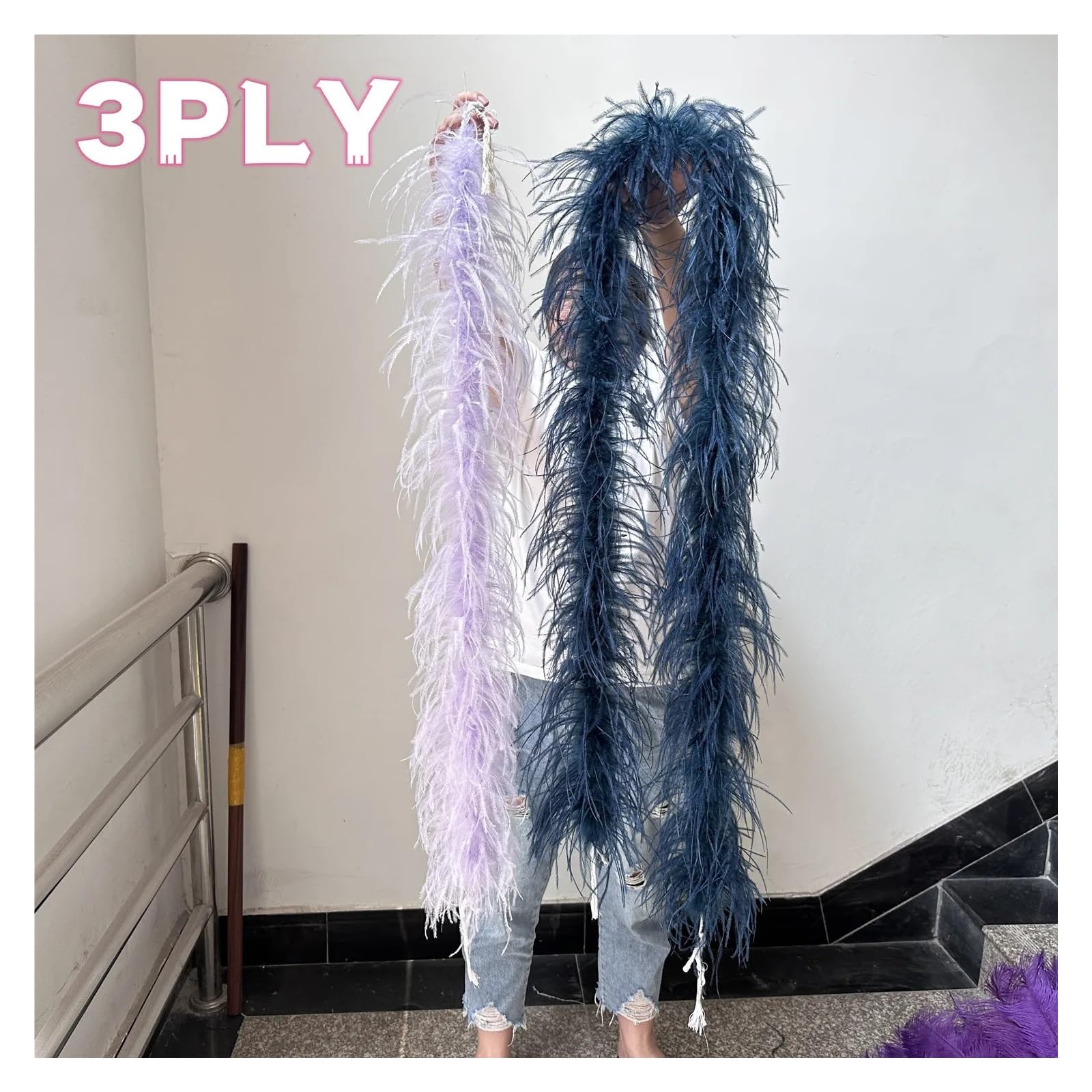 Boas à plumes Boa en plumes d'autruche moelleuses, écharpe de 2M Long for femmes, châle, Costume mariage, accessoires fête
