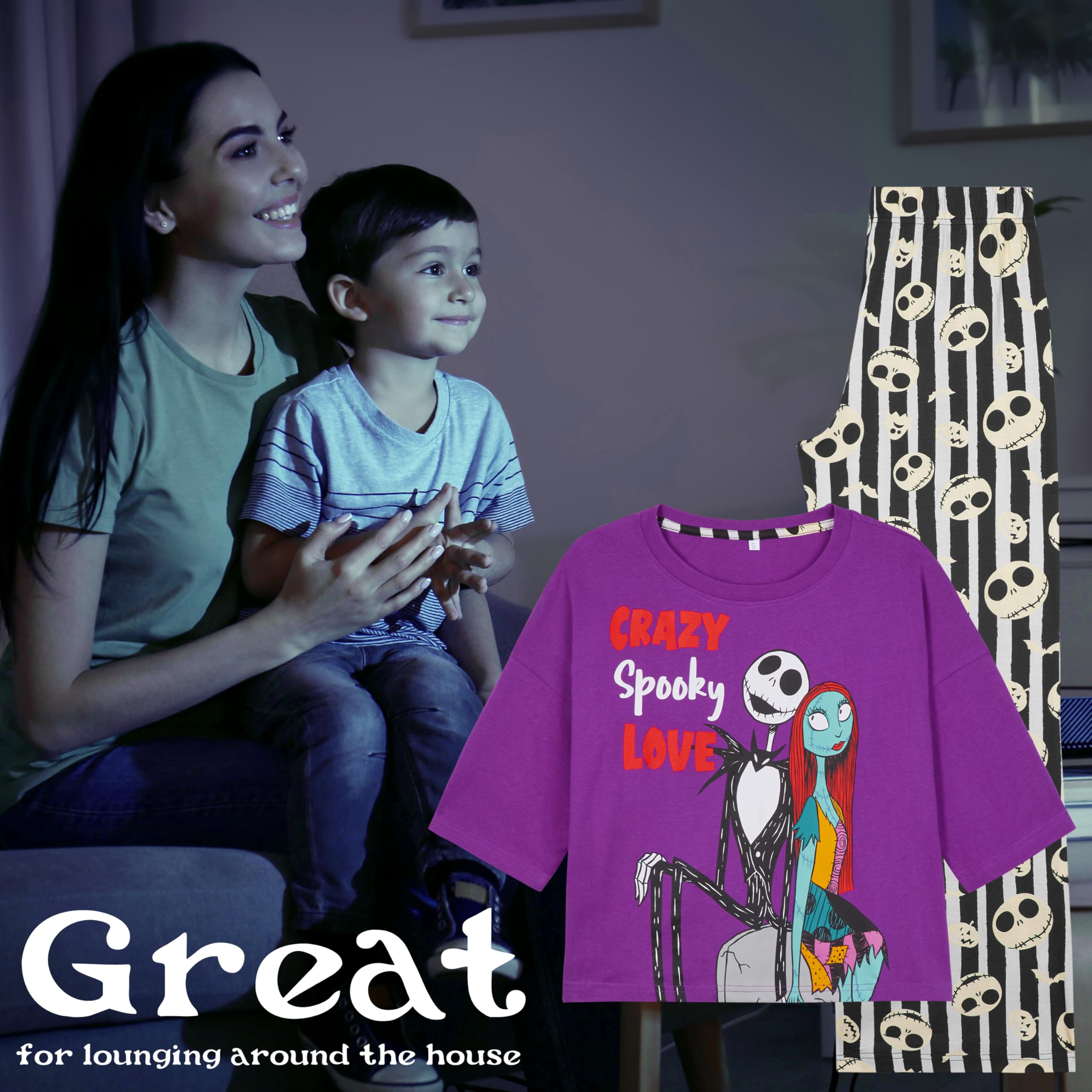 Disney Pigiama Donna - Pigiama Donna Cotone Lungo a Manica Corta S-XL Pigiami Due Pezzi - Regali Donna