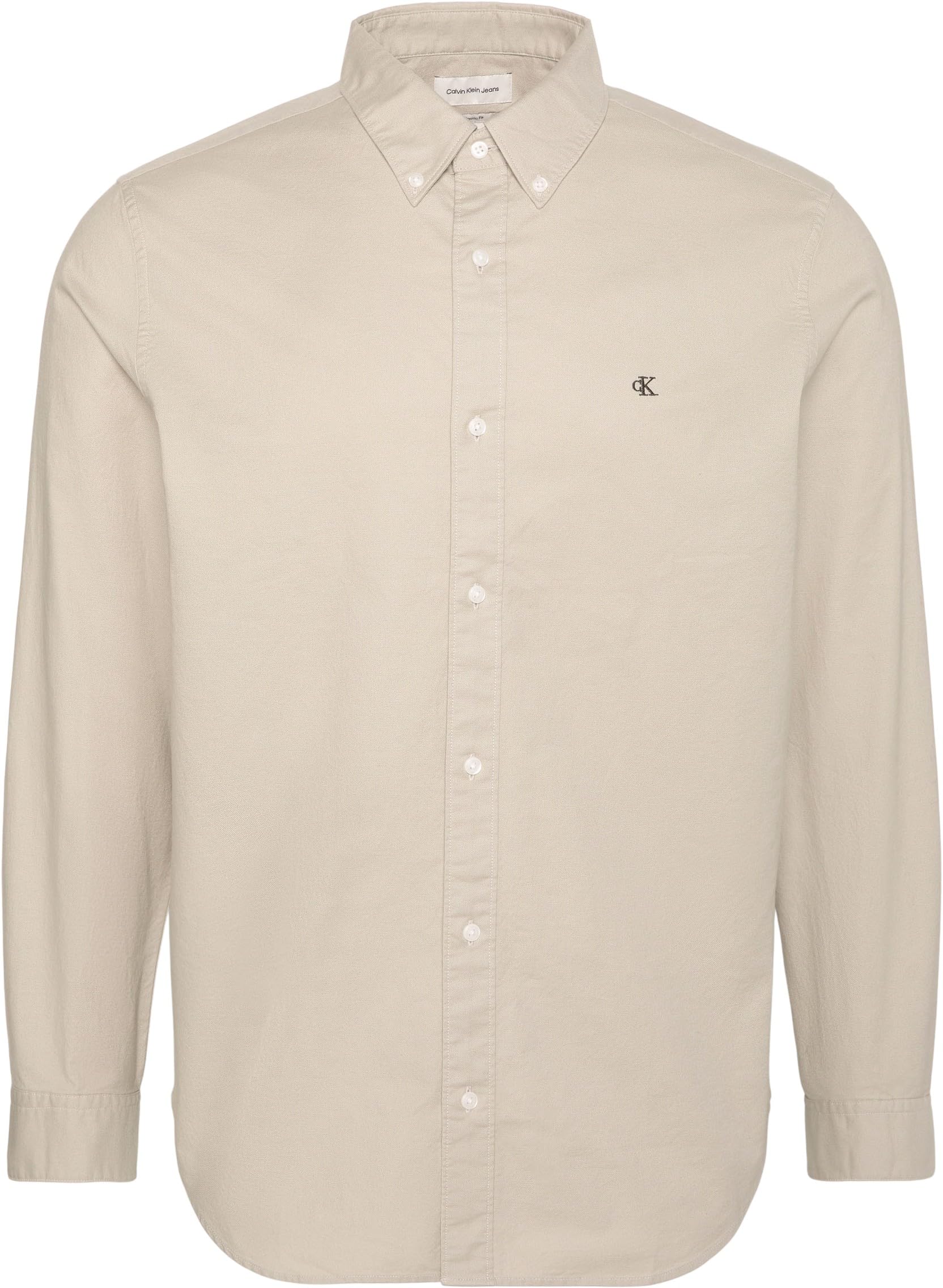 Calvin Klein Męska klasyczna koszula LS Solid Oxford LV140EM125 Inne koszule, brązowa (starożytny marmur), XXL_Plus, Brązowy (starożytny marmur), XXL