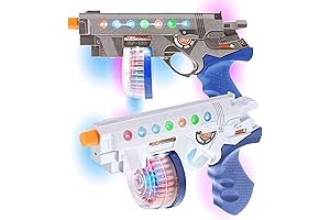 Mozlly Revolver Space Handgun Toy Set of 2 - Flashing LED Laser Guns for Kids