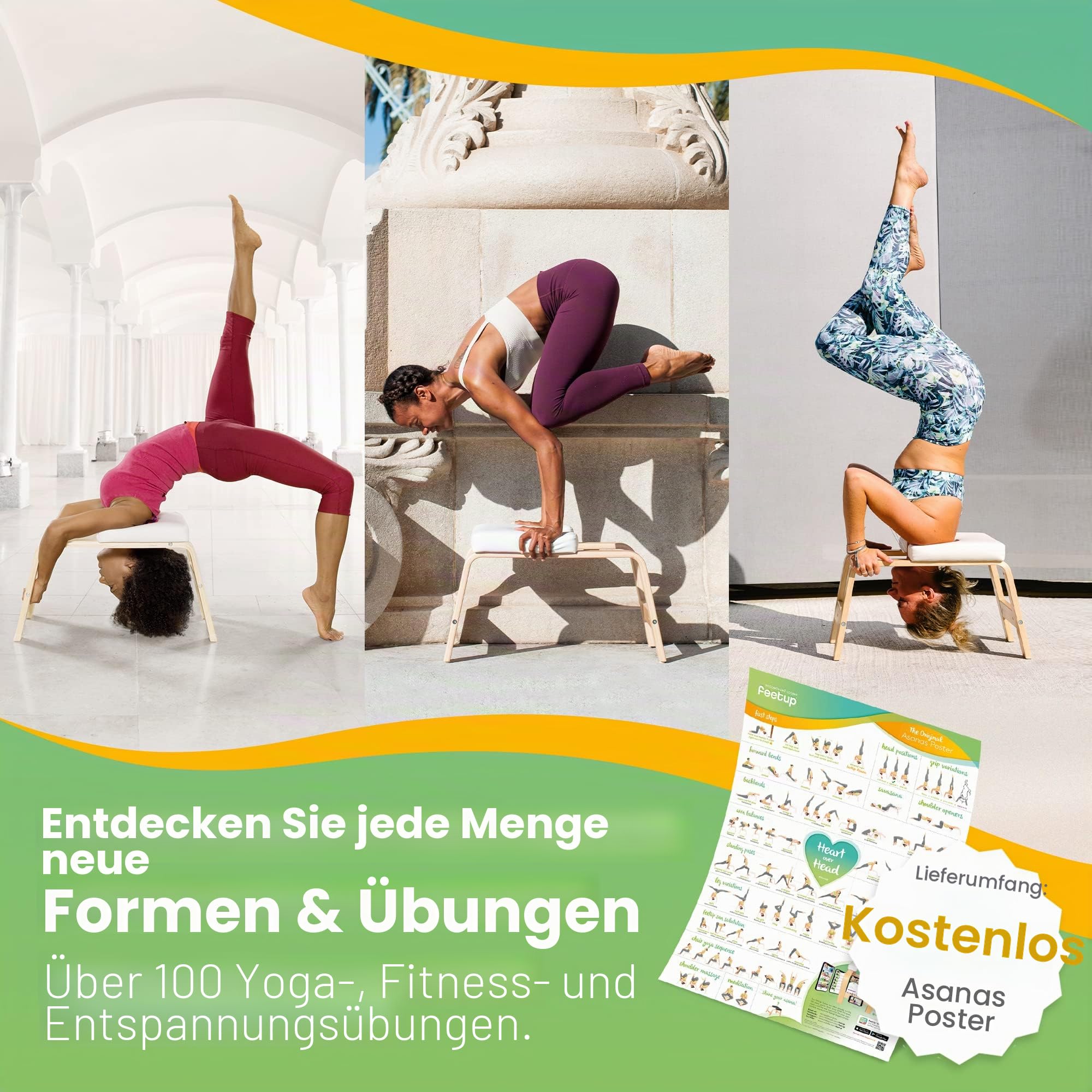 FeetUp Trainer The Original - Yoga kopfstandhocker, Yoga Inversion Bank, Simply and Safely Reverse. Get Fit Relax. Turn Your Yoga Upside Down