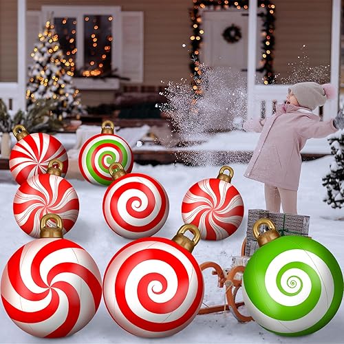 Vista 39 de Jetec 32 Inch Giant PVC Inflatable Christmas Ball Ornaments Large Xmas Blow Ball Decorations Inflatables Outdoor Holiday Decorations Christmas Blow