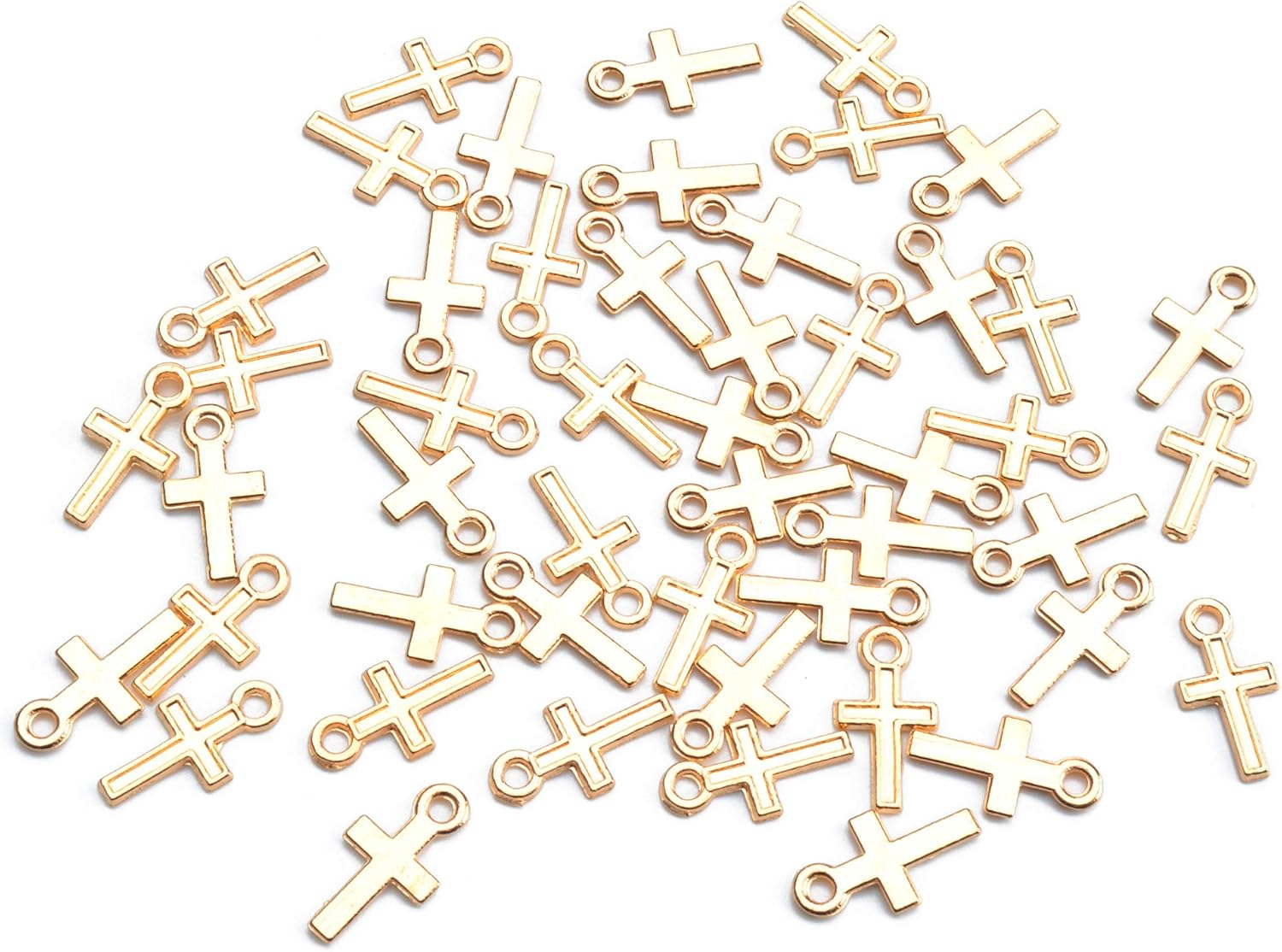 50 Pcs Mini Cross Charm Metal Mini Pendant Beads for Jewelry Making Finding Necklace Bracelet Earring Keychain DIY Gift Idea Handmade Craft Accessories