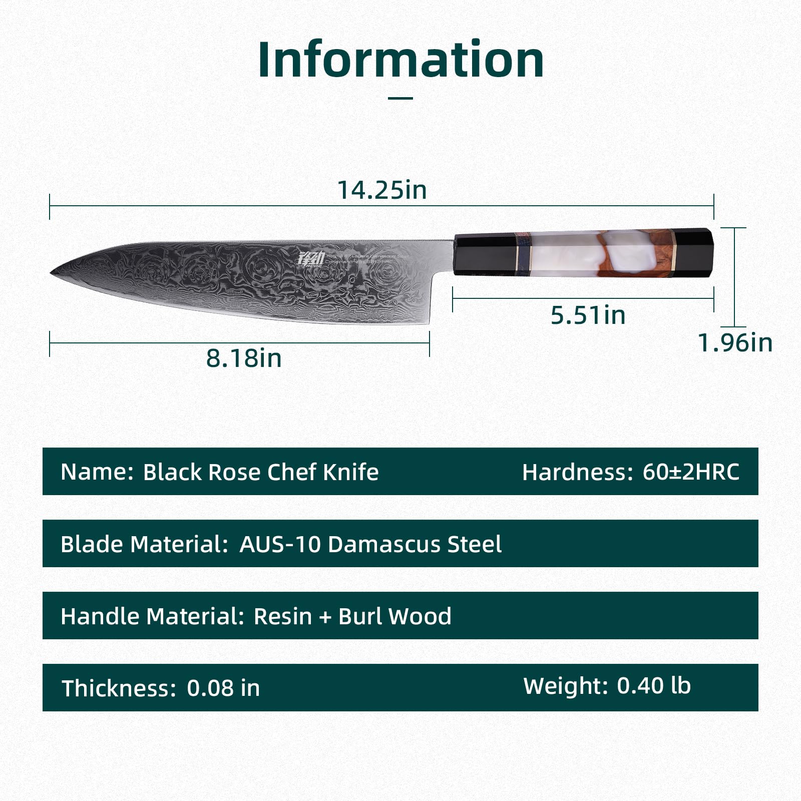 FINDKING 8 Inch Japanese Professional Chef Knife, Damascus Kitchen Blade for Sharp, Sturdy Cuts & Daily Cooking (BLACK-ROSE Series) — Amazon image 2
