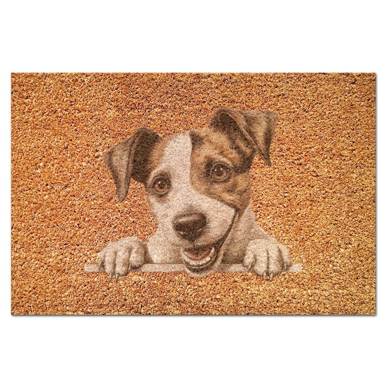 Paillasson d'entrée Parson Russell Terrier grattant en coco naturelle 40,6 x 61 cm