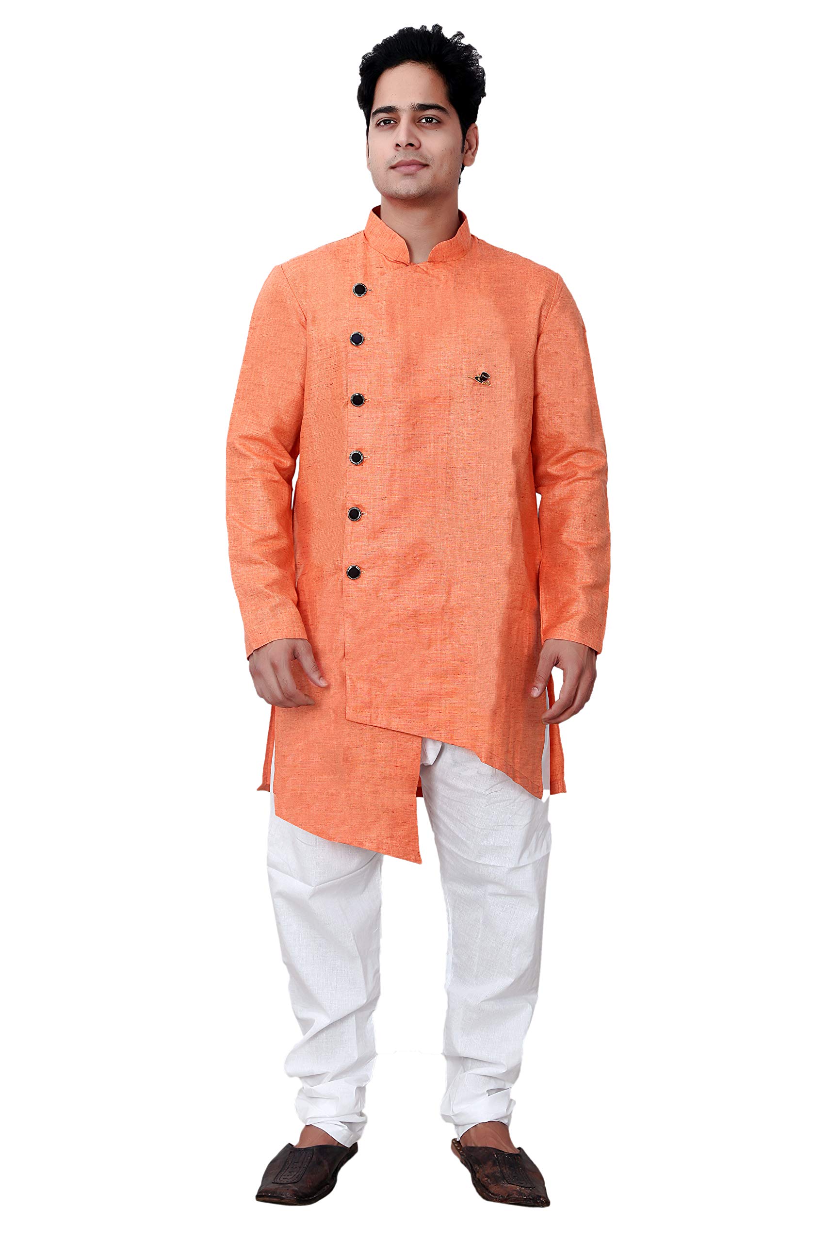 Basilio Men's Indo-Western Style Ethnic Set-101-Orange-picture-51