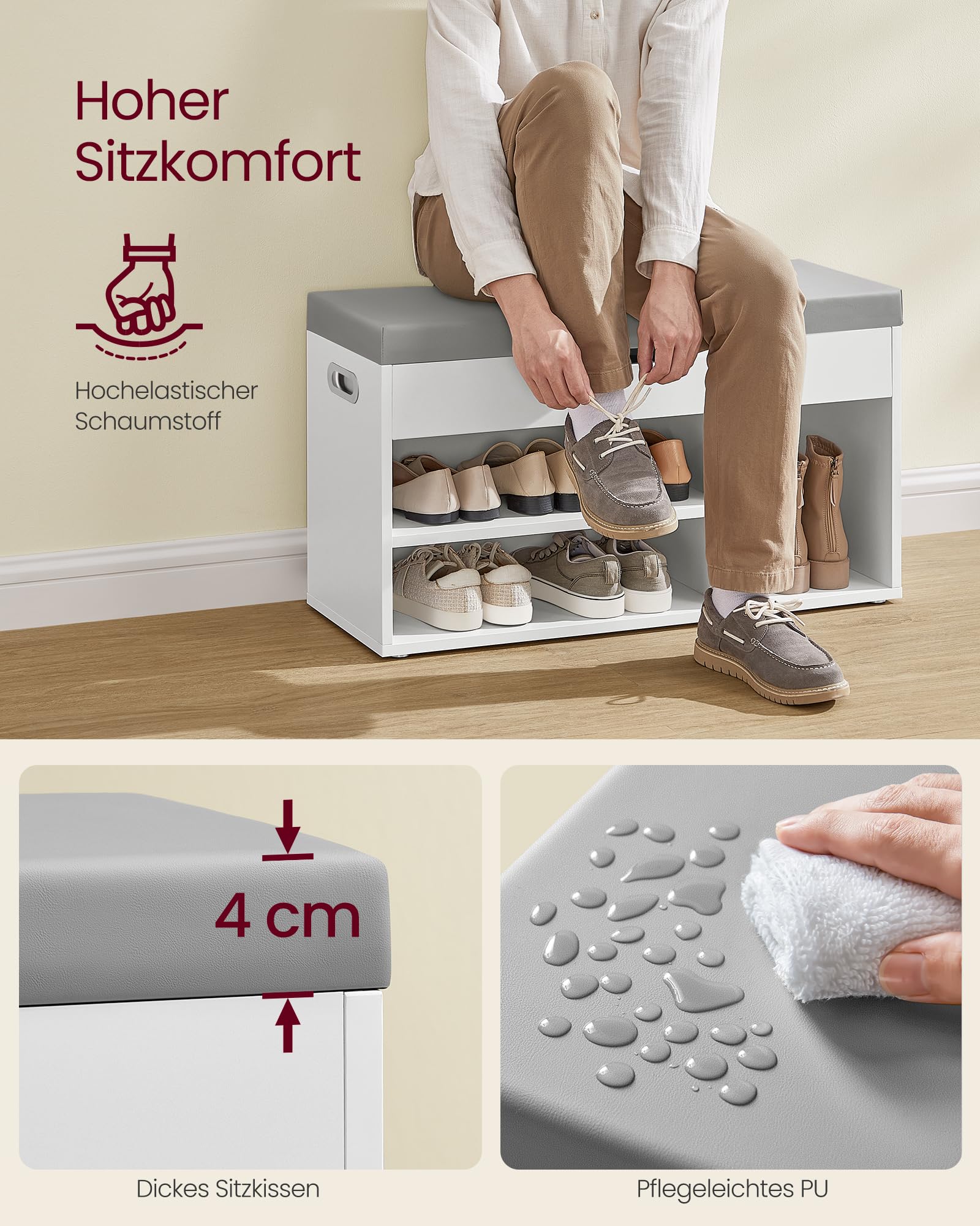 Vasagle Schuhbank mit Sitzfläche – Bild 4