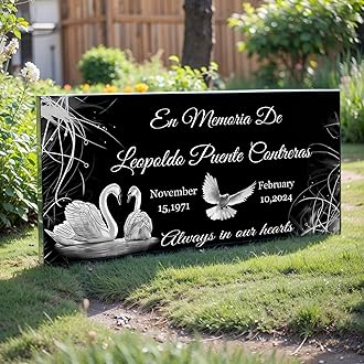 TPOSDJF Personalized Text Memorial Plaque - 12x6 Inch Custom Engraved Grave M...
