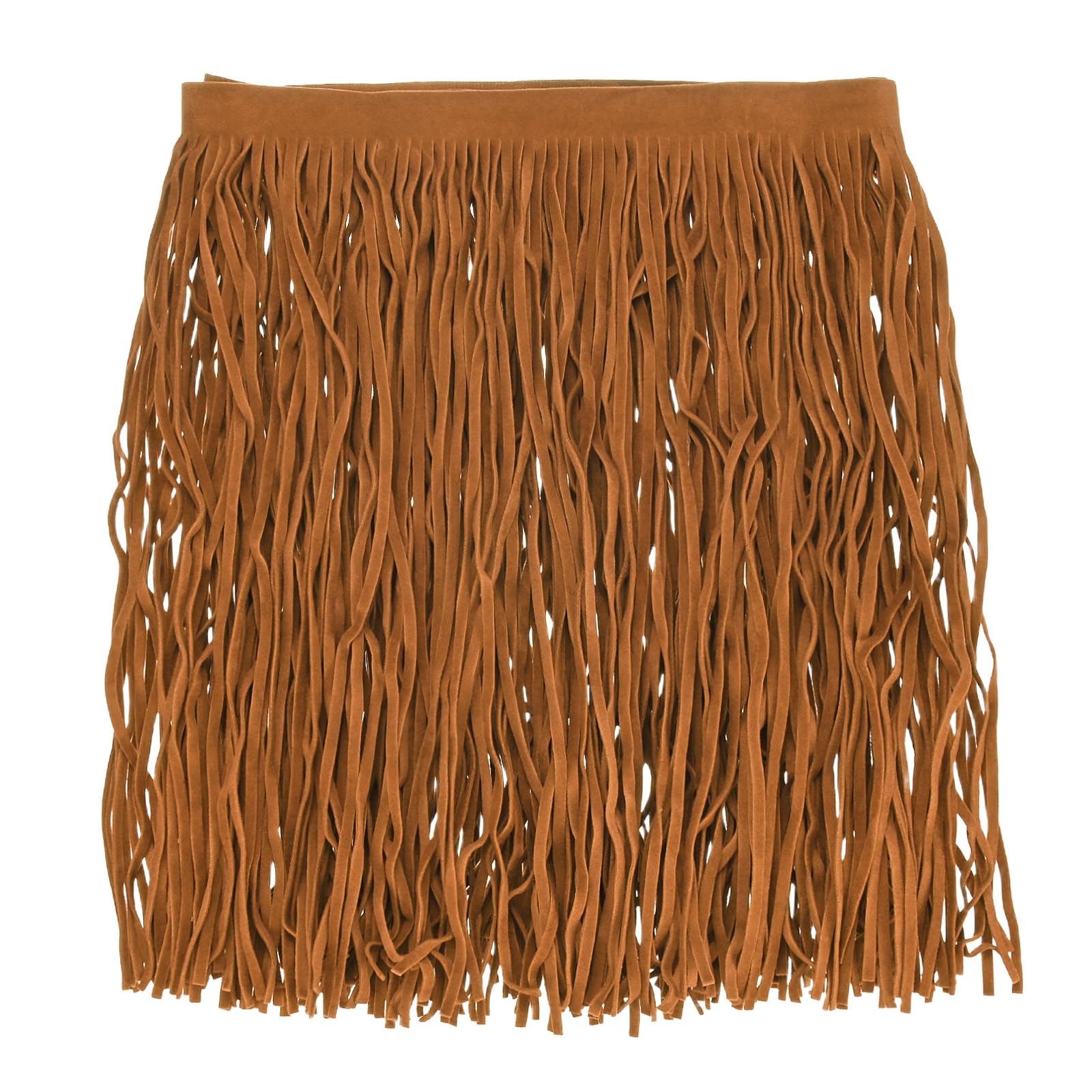 M METERXITY PU Leather Fringe Trim, 1 Yard 9.8 Inch Light Brown Double Side Suede Tassel Sewing Trim for DIY Craft/Sewing Dress Costume/Bags Shoe Decoration, Fringe Tassel