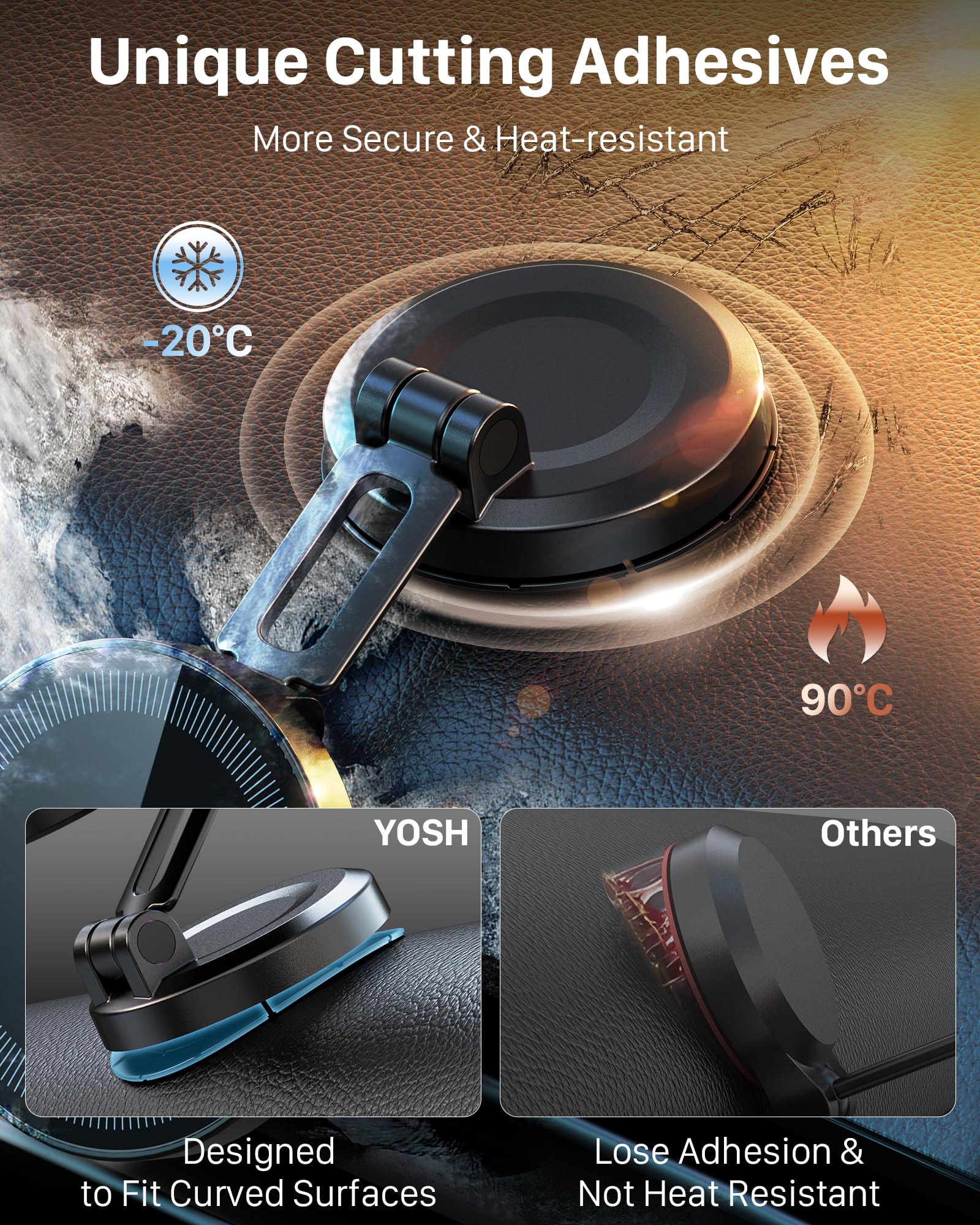 Supporto Auto Magnetico YOSH Con Ricarica Wireless 15W - Compatibile MagSafe Per IPhone | Design Pieghevole - Foto 6