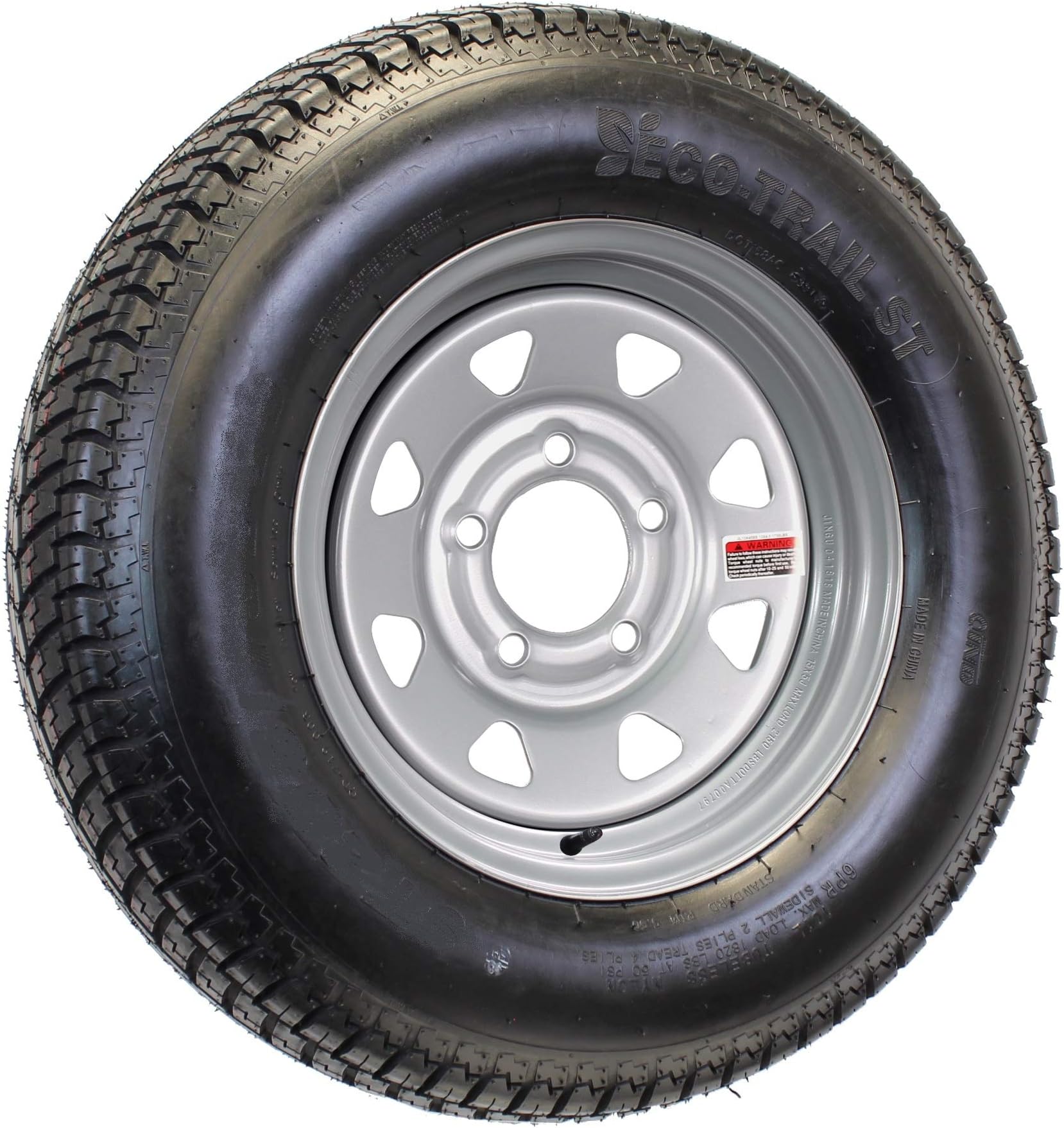 eCustomrim Mounted Trailer Tire On Rim ST215/75D14 Load C 14X5.5 5-4.5 Silver Grey Wheel - 2 Year Warranty w/Roadside