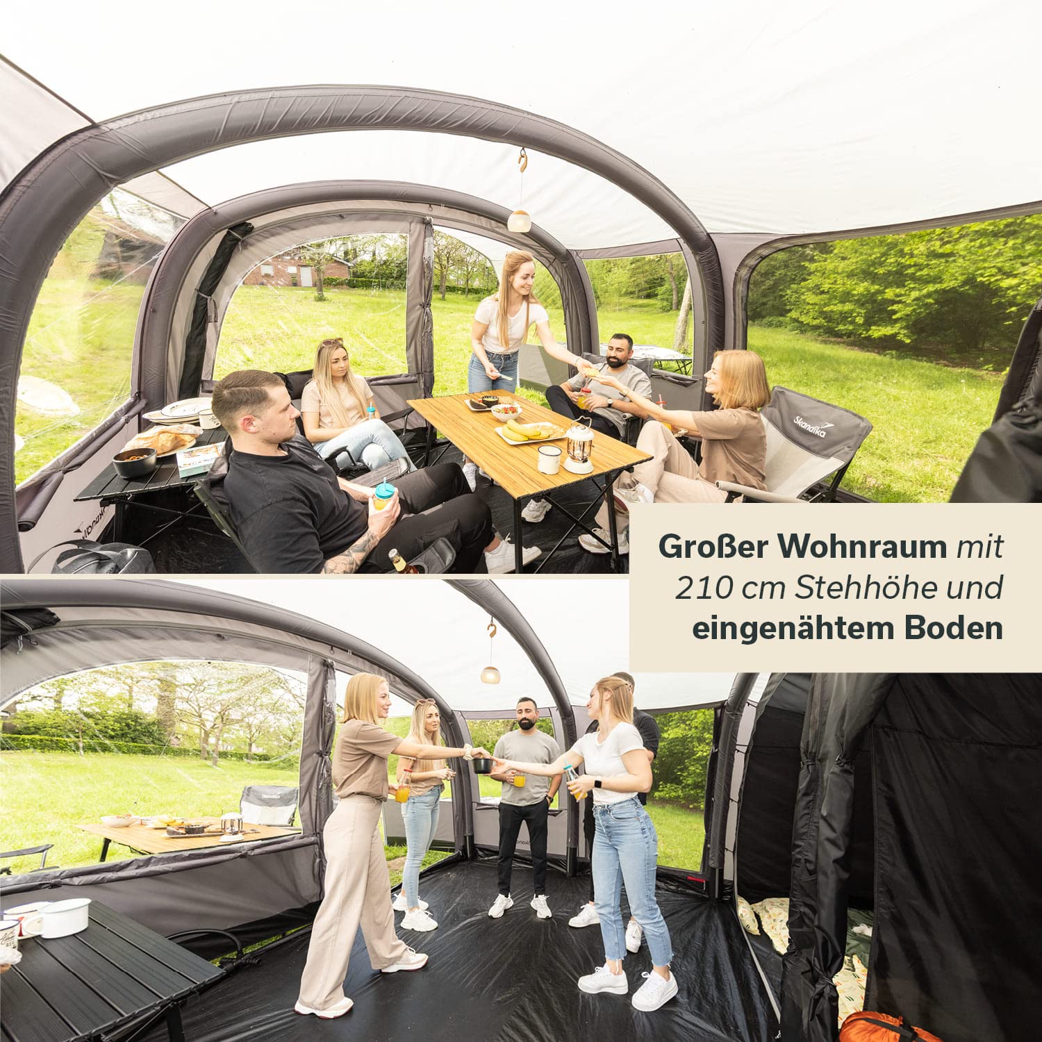Skandika Timola 6 Air nadmuchiwany namiot powietrzny dla 6 osób, z technologią Sleeper / bez niego, słup wody 4000 mm, wysokość 220 cm, Canopy, Air Tent, namiot rodzinny, outdoor, kemping