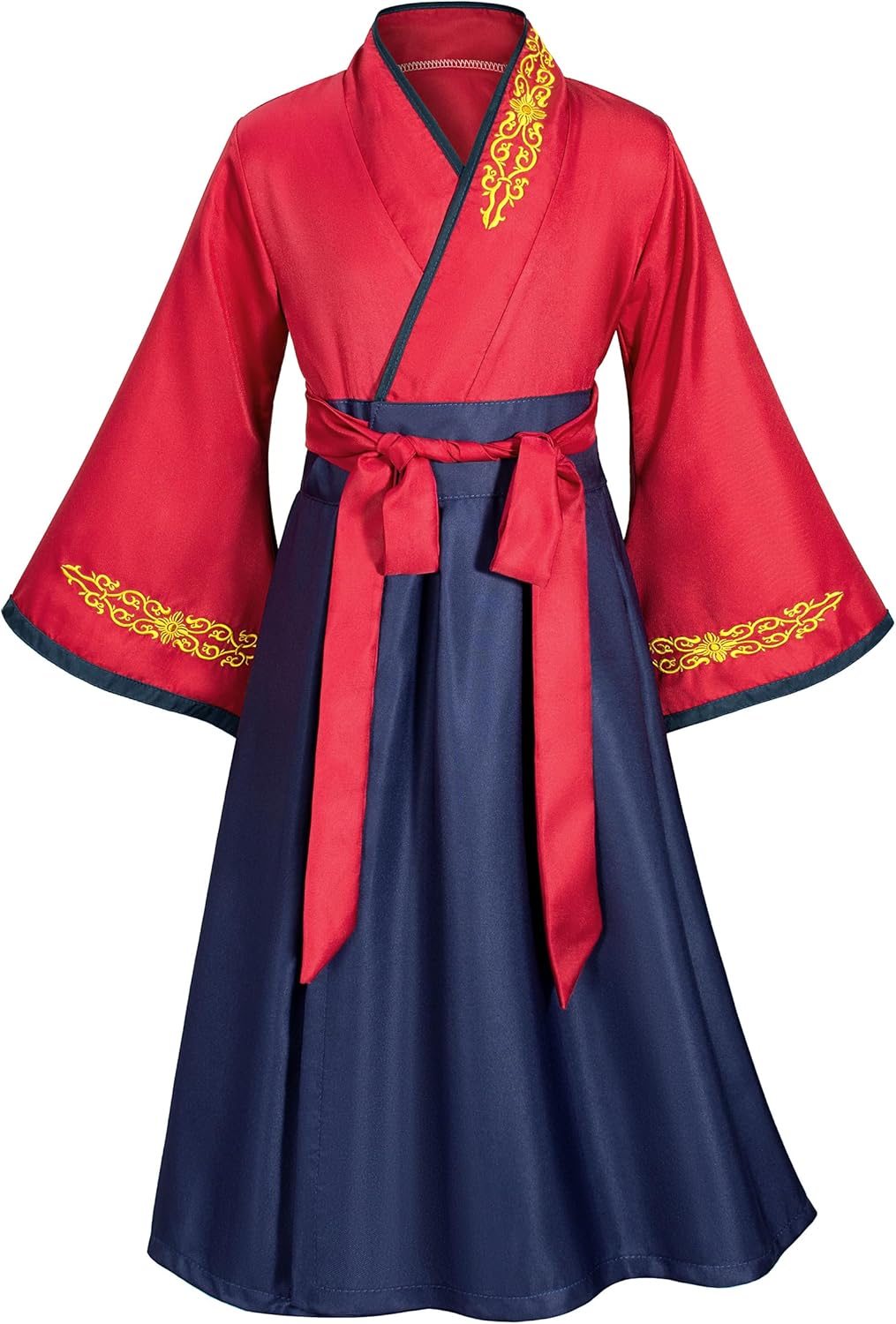 Asian Traditional Dress Kimono Robe for Kids Girls Costume Silk Folding Fans hairstick Cosplay