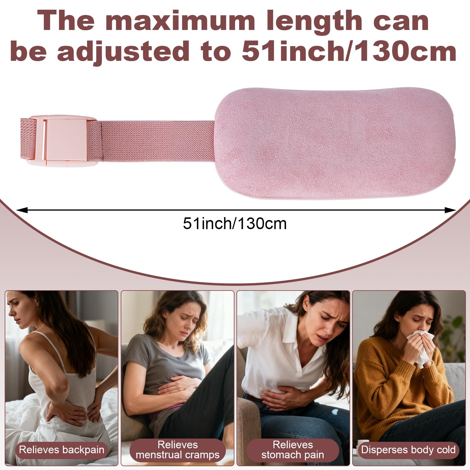 Coussin Chauffant Menstruel, USB Rechargeable 5000mAh Ventre Coussin de Massage Chauffant 6 Niveaux Température 6 Modes de Massage Ceinture Chauffante Regle Douloureuse Cadeaux pour Femmes