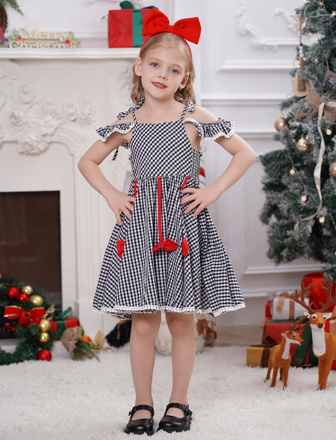 FYMNSI Baby Girls Christmas Dress Toddler Kids Sleeveless Plaid Tutu Dress and Cape 2PCS Santa Birthday Party Photo Shoot - Image 2