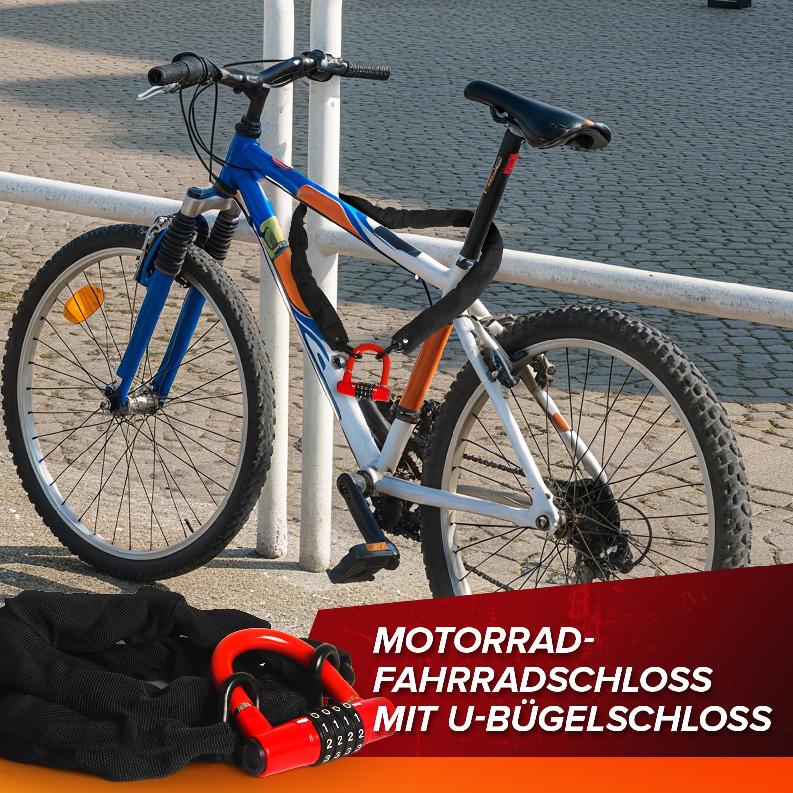 Lucchetto a catena per bicicletta con 4 numeri