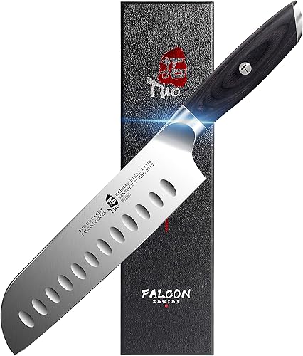 TUO Cuchillo Santoku de cocina, cuchillo asiático de 7 pulgadas, cuchillo de chef japonés, cuchillo de cocina alemán de acero HC con mango de madera disponible en Yaxa Colombia