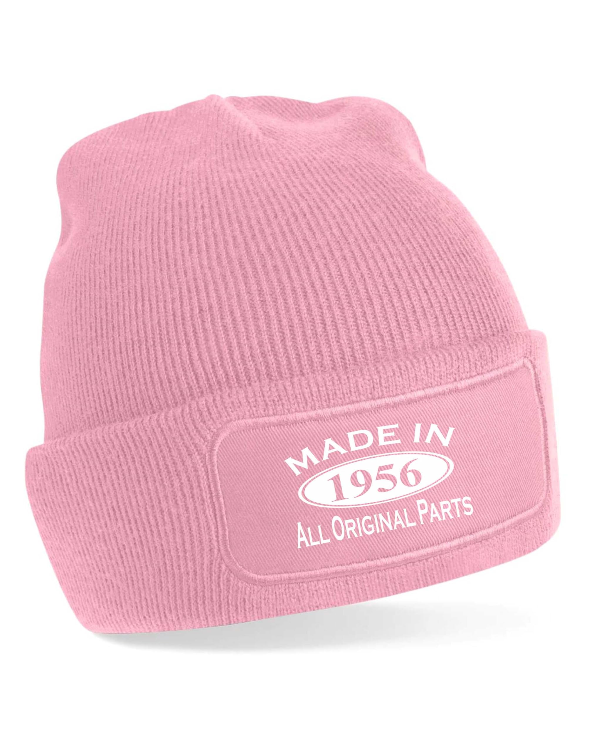 Print4u Women's Pink Made In 1956 Beanie Hat 70Th Birthday Gift Great For Men &