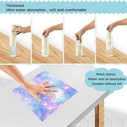 Miniatura 4 de FRODOTGV Pink Blue Magical Galaxy Star Microfiber Towels Kitchen Country Tea Towels for Kitchen Terry Kitchen Dish Towels Christmas Kitchen Hand