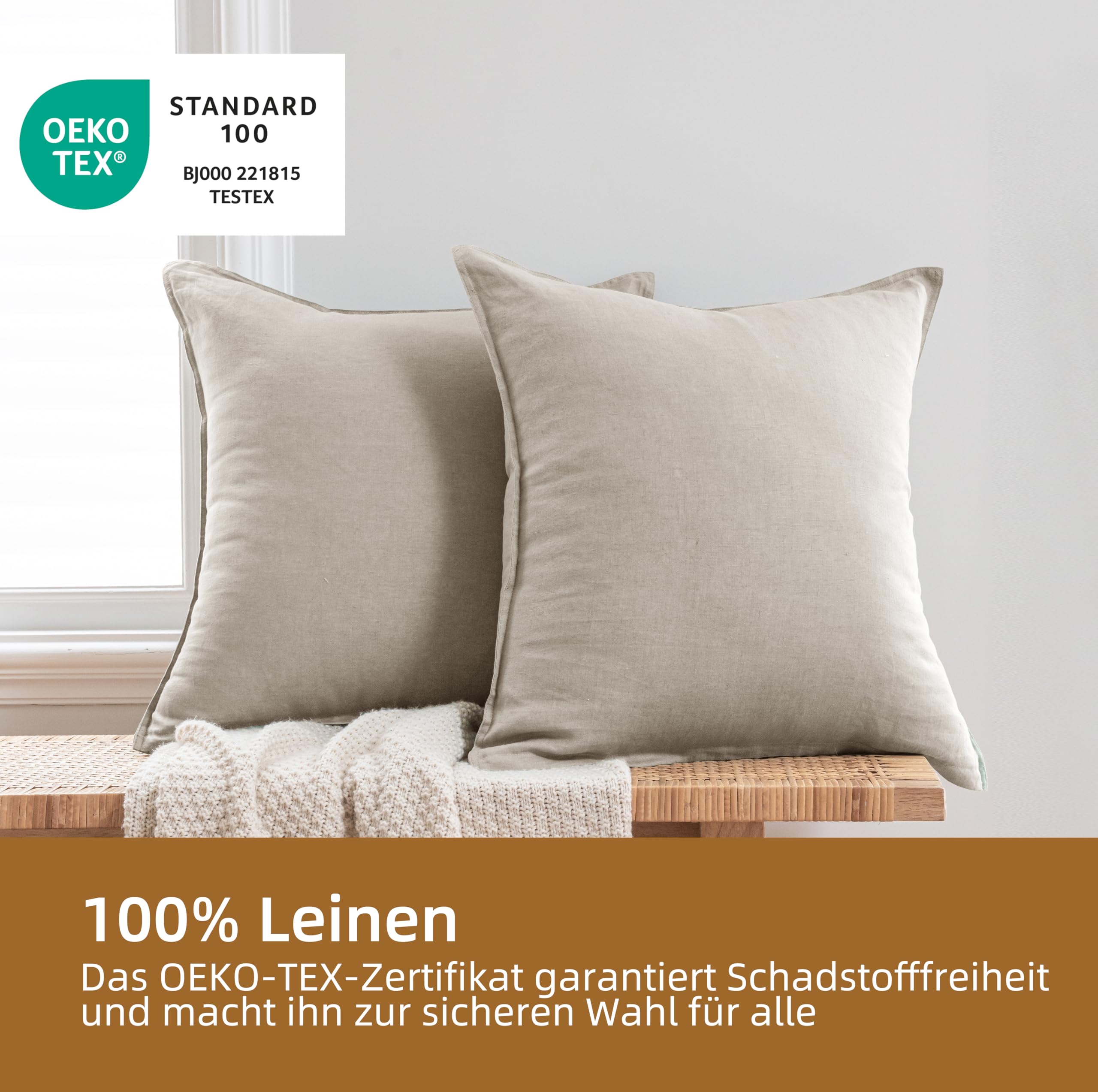 CHUFFED Kissenbezug 40x80 2er Set 100% Stonewashed Leinen Kissenbezüge Bettwäsche Kopfkissenbezug 40x80 Hypoallergen & Atmungsaktiv Kissenhülle mit Reißverschluss Natur Leinen