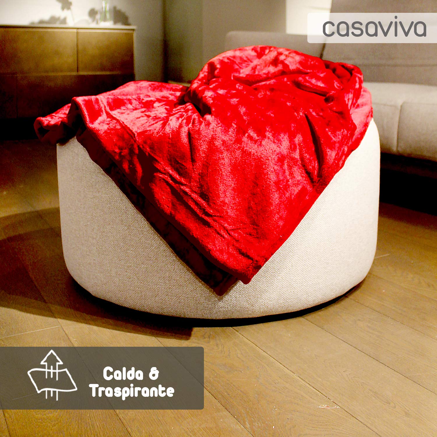 Casaviva Plaid In Pile Flannel Fleece - 150x200 Cm - Coperta Morbidissima E Calda - Bianco Panna