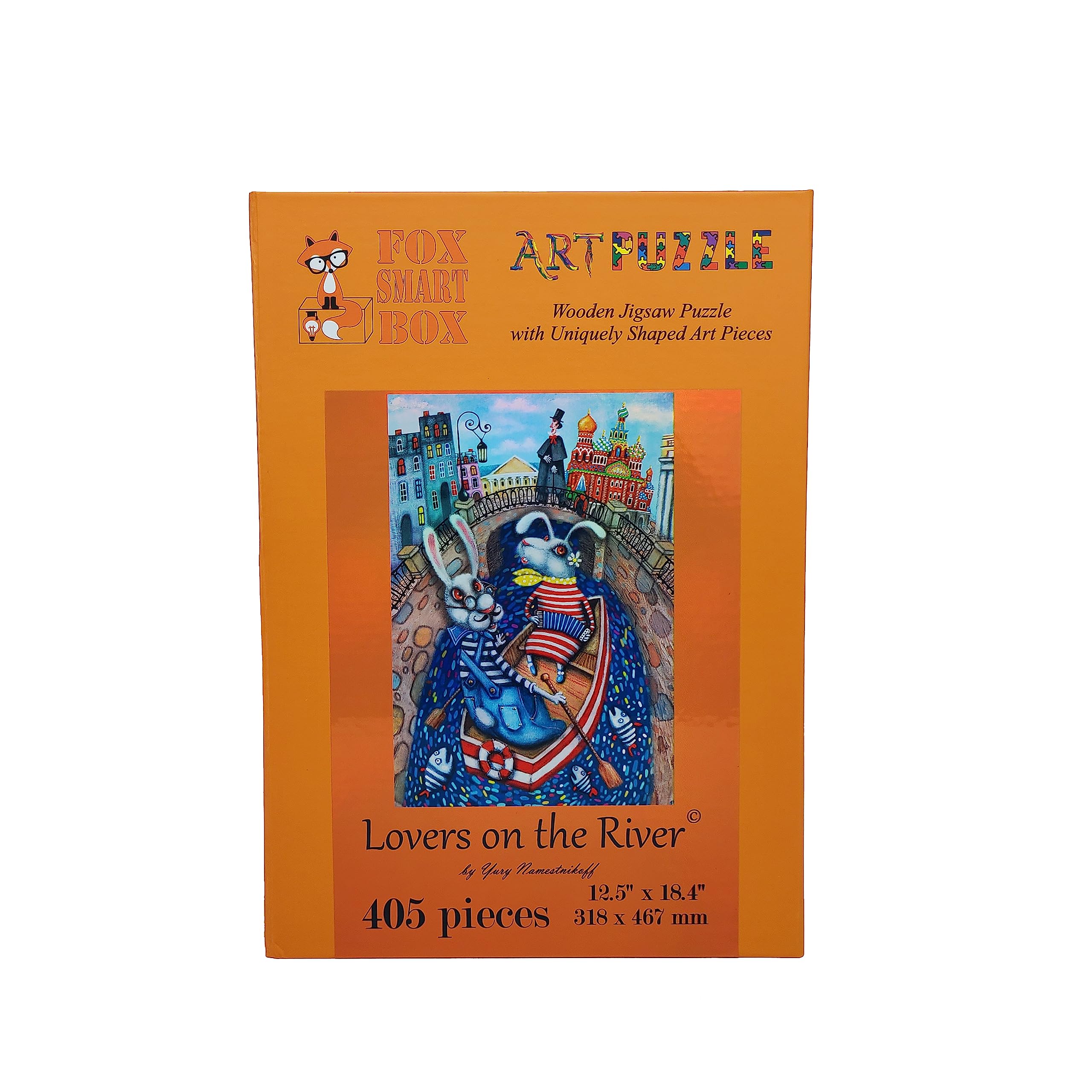 FoxSmartBox - Puzzle in legno per adulti, forma unica, 405 pezzi, motivo: amanti del fiume