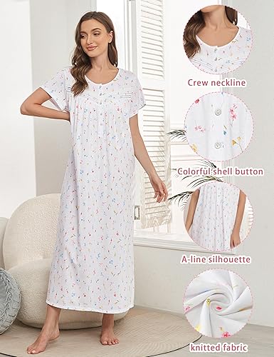 Miniatura 3 de MZROCR Camisones de algodón para mujer, vestidos de noche suaves para mujeres adultas