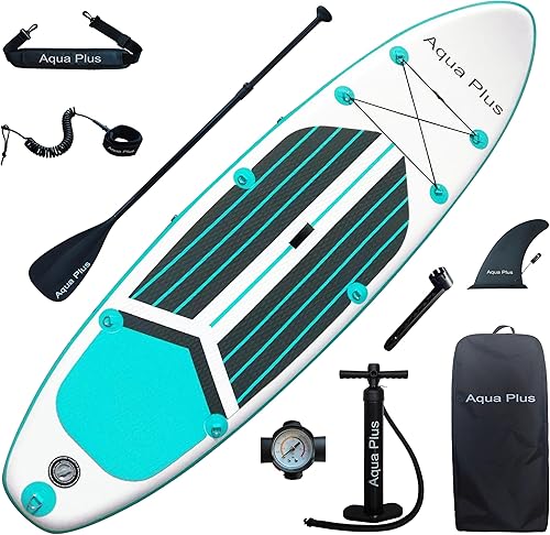 Miniatura 7 de Aqua Plus SUP inflable de 6 pulgadas de grosor para todos los niveles de habilidad, tabla de remo de pie, remo, bomba de doble acción, mochila de