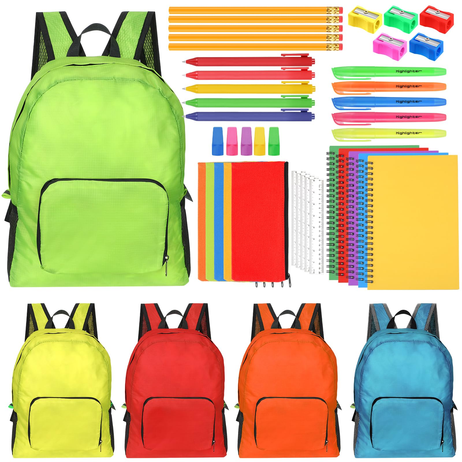 45 Pcs School Supplies Kit, 5 Pcs Backpacks and 40 Pcs Student Supply Bulk, Back to School Supplies Bundle Essential for Elementary, Middle, and High School Students (classic Style)