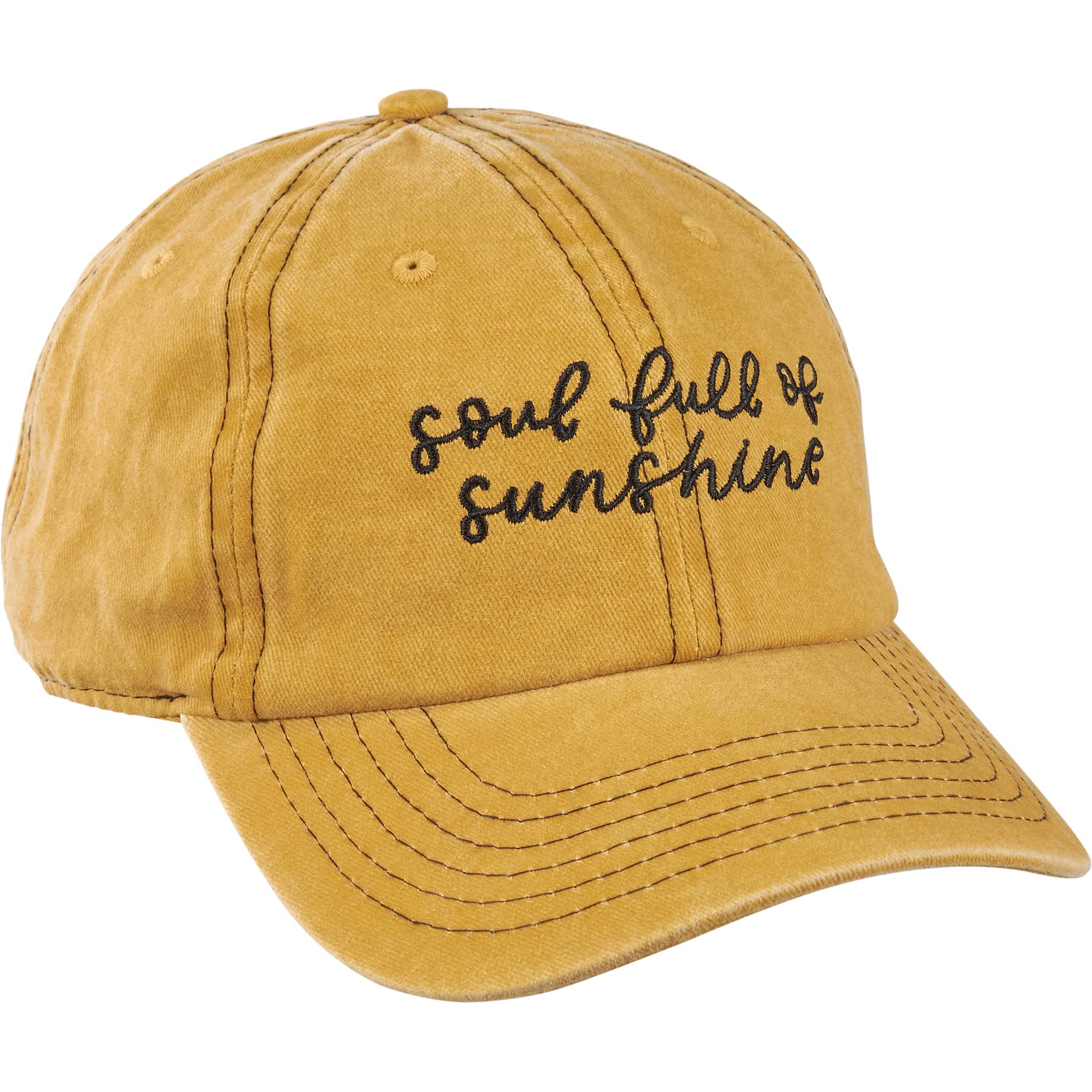Primitives by Kathy Soul Full of Sunshine Baseball Cap - Yellow Cotton - One Size Fits Most with Adjustable Buckle Closure, Yellow, One size