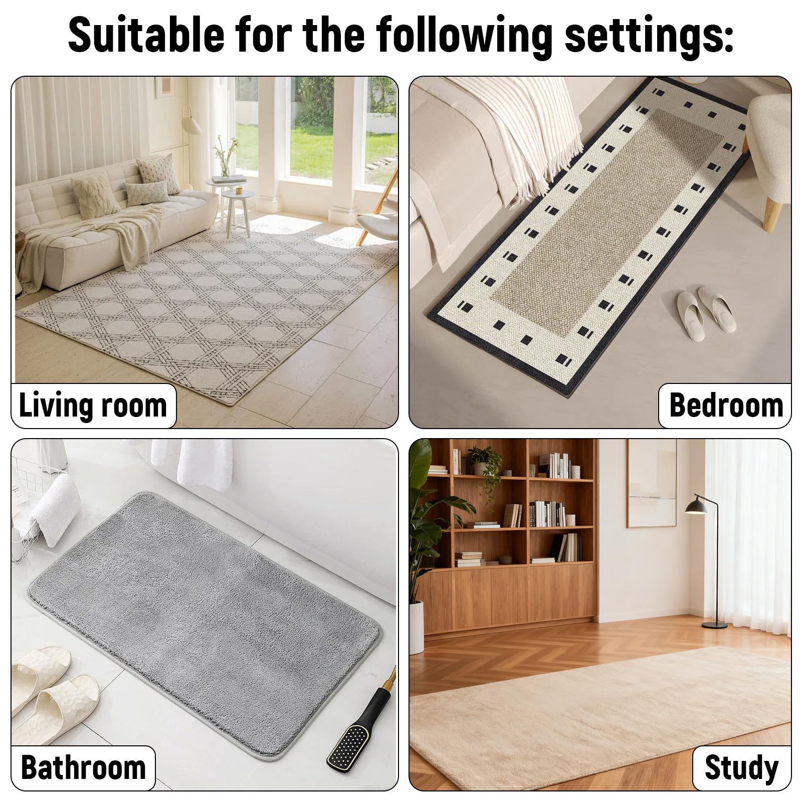 MINGBOLIN Anti Dérapant Tapis 10 Pièces – Adhésifs Réutilisables pour Parquet, Fixation Sûre sur Sol Lisse, Protection Sol