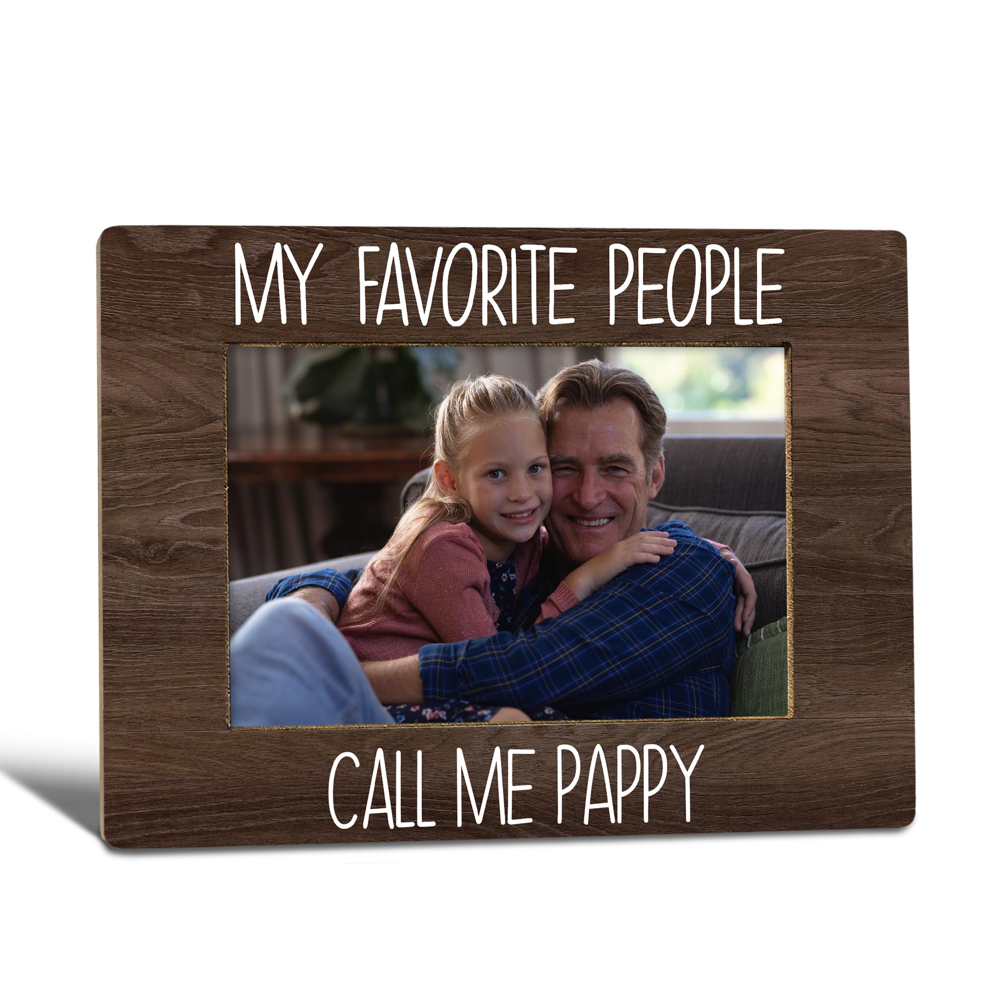 My Favorite People Call Me Pappy Picture Frame, Pappy Grandpa Gifts for Father's Day, Best Grandpa Gifts Photo Frame 4X6, Grandfather Wooden Photo Picture Frames for Desk Tabletop Decor