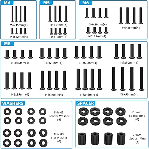 Miniatura 2 de HOME VISION Tornillos de montaje para TV completo con kit de accesorios de montaje de TV M4, M5, M6 y M8, arandelas y espaciadores incluidos, se