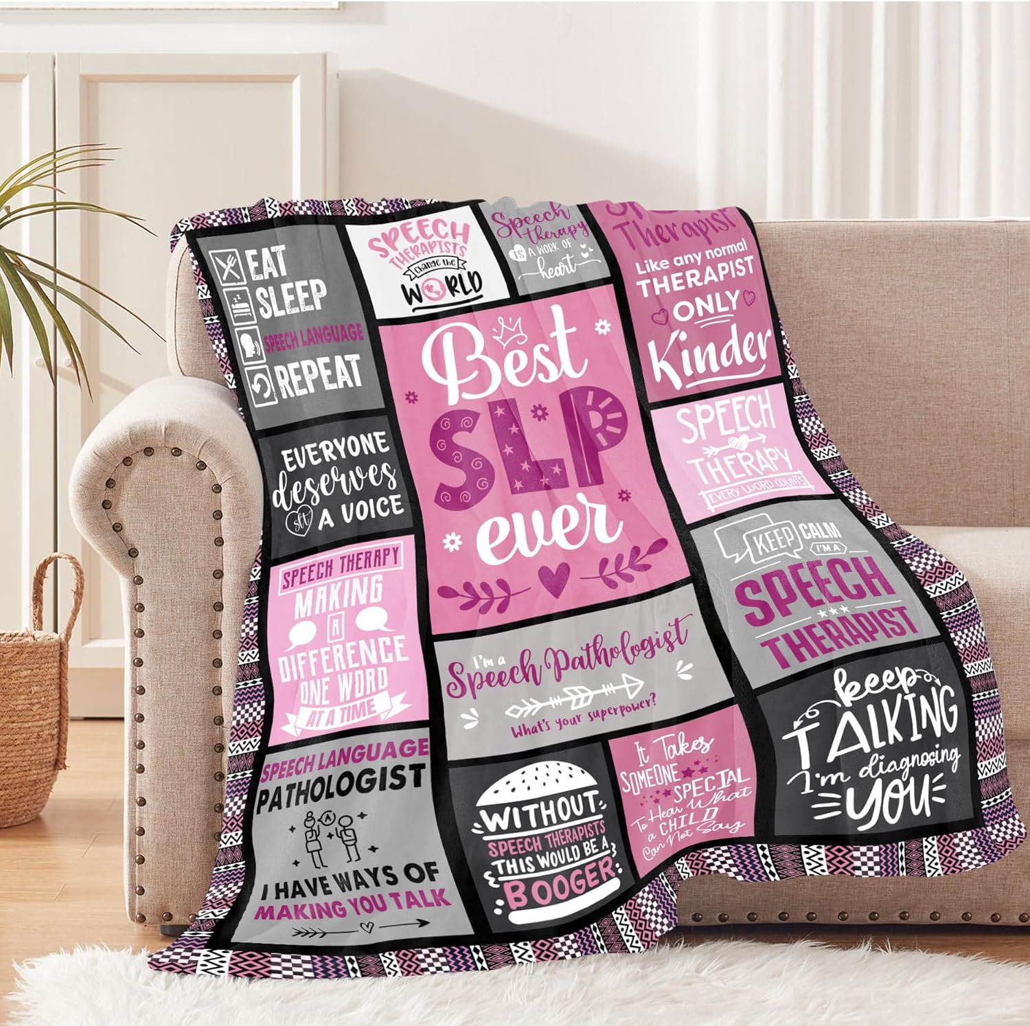 Speech Language Pathologist Gift, SLP Throw Blanket, Speech