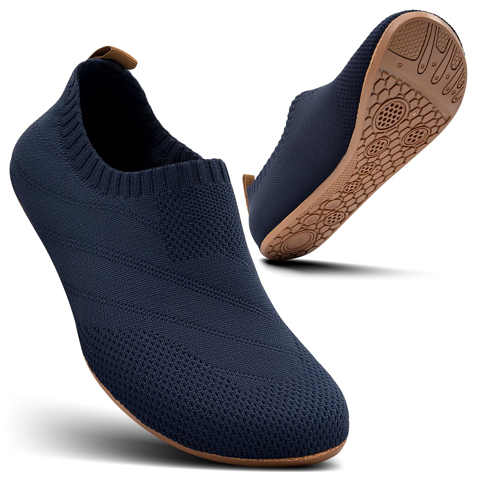 Sosenfer Herren Hausschuhe, Damen Barfußschuhe, rutschfeste Slip-Ons, flache Barfusshausschuhe, kuschelige Pantoffeln für Zuhause, geschlossen, Unisex