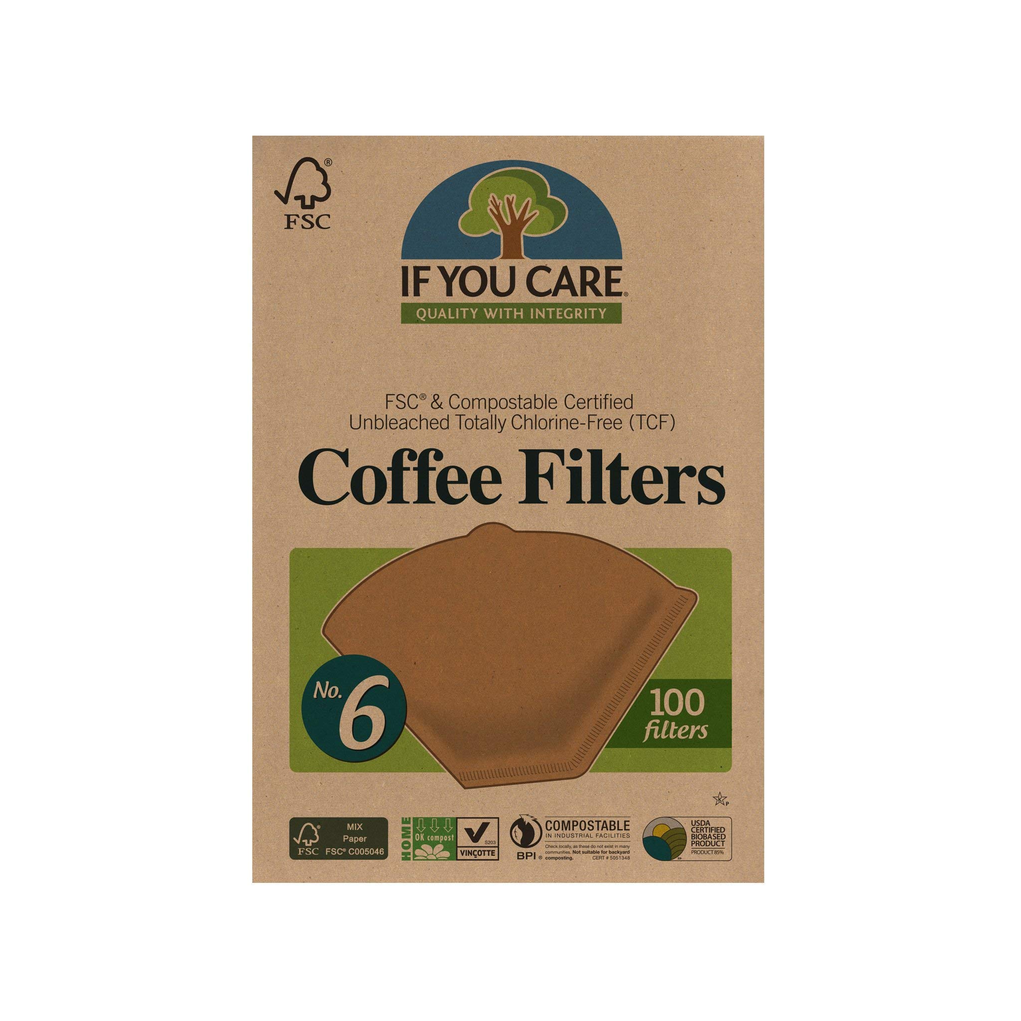 If You Care Unbleached Coffee Filters, #6 - 100 Count (Pack of 1) â€“ Cone Shaped, All Natural, Biodegradable, Compostable, Chlorine Free