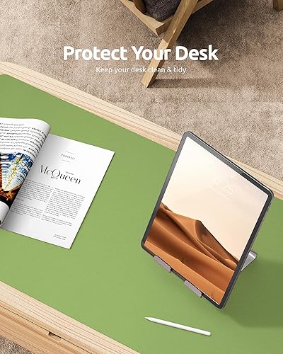 Miniatura 16 de YSAGi Protector de escritorio de cuero, tapete de oficina, alfombrilla grande para mouse, antideslizante, de piel sintética, almohadilla