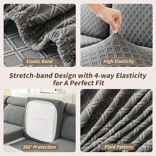 Miniatura 4 de Fundas de sofá para sofá seccional, funda elástica en forma de L, fundas de sofá seccional, lavables con fundas para diván, fundas de sofá para