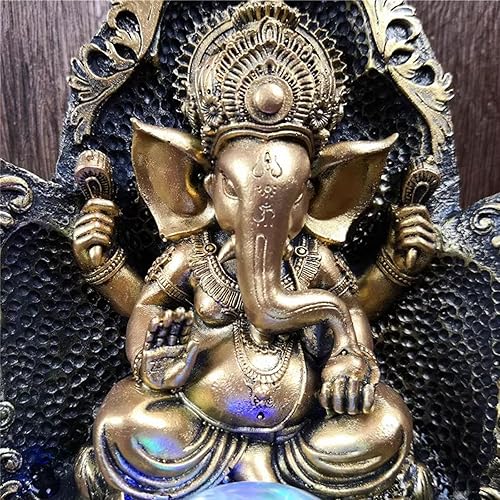 Miniatura 10 de Fuente de agua para interiores, estatuas de Ganesha, estatuto de Buda de elefante, fuente de mesa, relajante flujo de agua de meditación, fuente zen