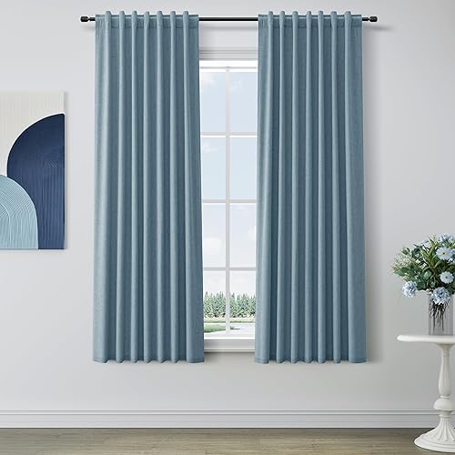 Miniatura 24 de Cortinas Blackout de 84 pulgadas de largo, juego de 2 paneles de lino natural para dormitorio, oscurecimiento de habitación, cortinas con
