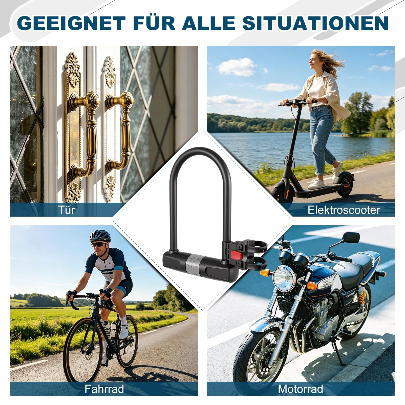TECHCYC ART Bügelschloss mit Kabel für Fahrrad & E-Bike