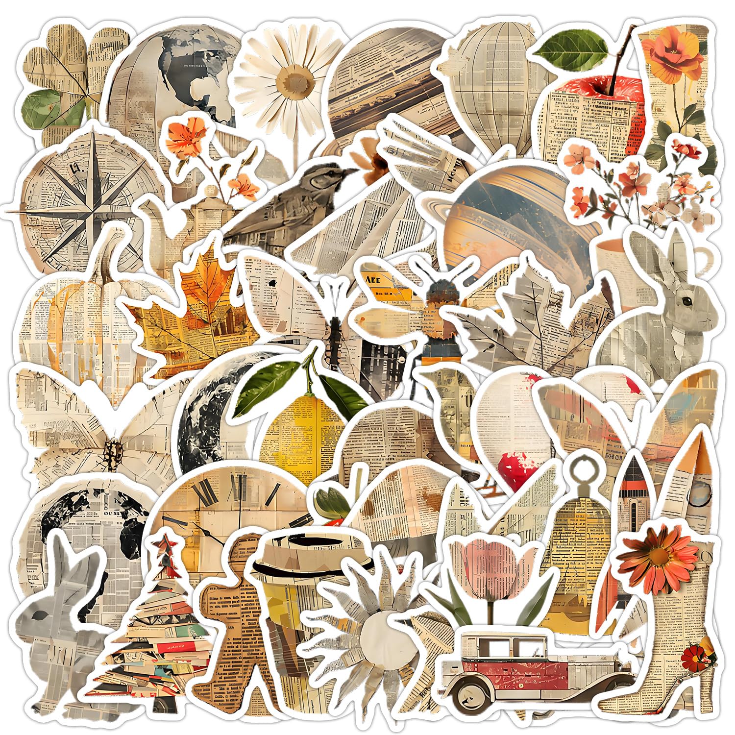 100 Pcs Retro Style Picture Stickers for Water Bottle,Phone,Guitar,Laptop,Skateboard,Luggage,Nordic Retro Style Stickers Waterproof Vinyl,Graffiti Decorate for Teens Girls Boys Child Motivate Gift